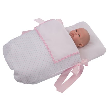 Bebelux fusak pre bábiky s mašličkami bodkovaný pink