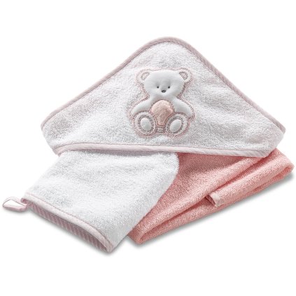 detská froté osuška so žinkou Peluche 75x75cm ružová nunobaby.sk