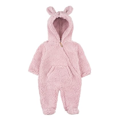 detský chlpatý overal s uškami ružový nunobaby.sk