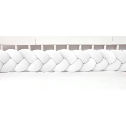 detský plyšový mantinel do postieľky - trojitý pletenec biely nunobaby.sk