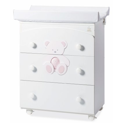 prebaľovací pult s vaničkou Peluche ružová (3v1) nunobaby.sk