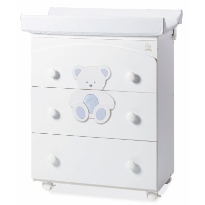 prebaľovací pult s vaničkou Peluche modrá (3v1) nunobaby.sk