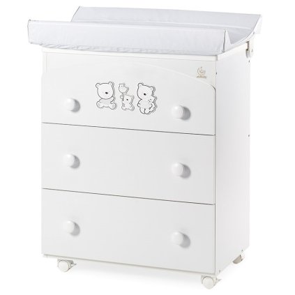 prebaľovací pult s vaničkou Happy Family biela (3v1) nunobaby.sk