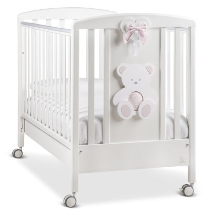 detská postieľka so spúšťacím bokom Peluche ružová nunobaby.sk