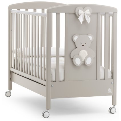 detská postieľka so spúšťacím bokom Peluche hnedá nunobaby.sk