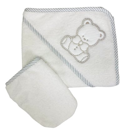 detská froté osuška so žinkou Amore 75x75cm biela nunobaby.sk
