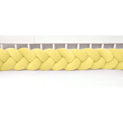 detský plyšový mantinel do postieľky - trojitý pletenec žltý nunobaby.sk