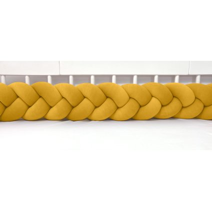 detská plyšový mantinel do postieľky - trojitý pletenec horčicový nunobaby.sk