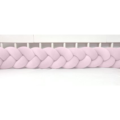 detský plyšový mantinel do postieľky - trojitý pletenec bledoružový nunobaby.sk