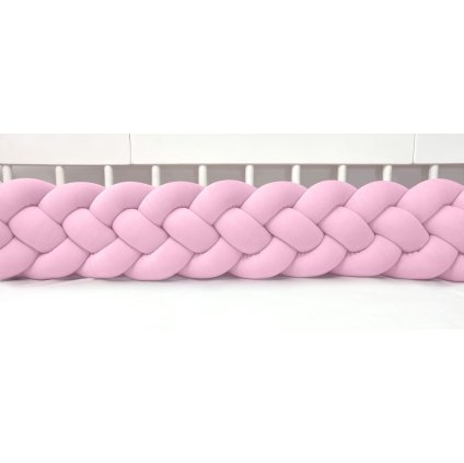 detský plyšový mantinel do postieľky - štvoritý pletenec ružový nunobaby.sk