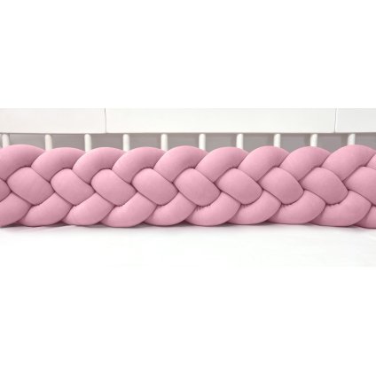 detský plyšový mantinel do postieľky - štvoritý pletenec bledo staroružový nunobaby.sk