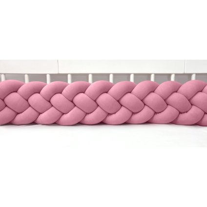 detský plyšový mantinel do postieľky - štvoritý pletenec tmavo staroružový nunobaby.sk