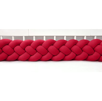 detský plyšový mantinel do postieľky - štvoritý pletenec červený nunobaby.sk