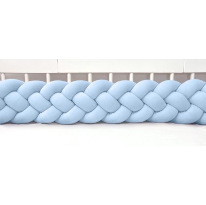 detský plyšový mantinel do postieľky - štvoritý pletenec bledomodrý nunobaby.sk