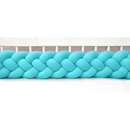 detský plyšový mantinel do postieľky - štvoritý pletenec tyrkysový nunobaby.sk