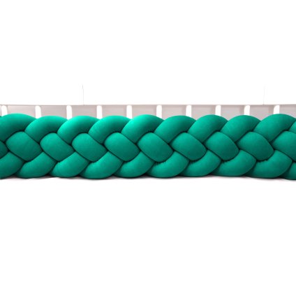 detský plyšový mantinel do postieľky - štvoritý pletenec zelený nunobaby.sk