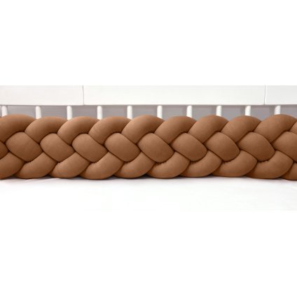 detský plyšový mantinel do postieľky - štvoritý pletenec čokoládový nunobaby.sk