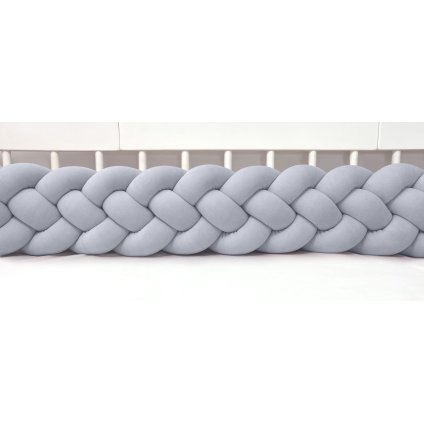 detský plyšový mantinel do postieľky - štvoritý pletenec šedý nunobaby.sk