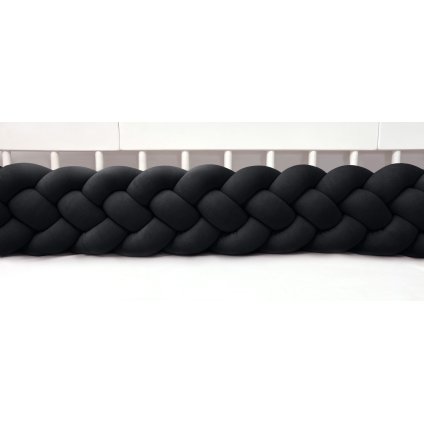 detský plyšový mantinel do postieľky - štvoritý pletenec čierny nunobaby.sk