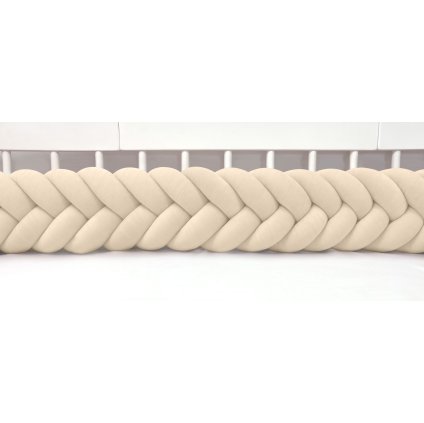 Plyšový mantinel do postieľky - päťkový pletenec smotanový nunobaby.sk