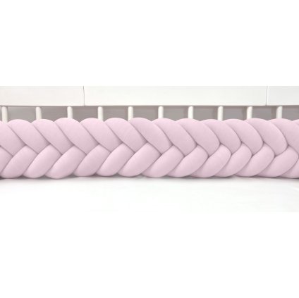 Plyšový mantinel do postieľky - päťkový pletenec bledoružový nunobaby.sk