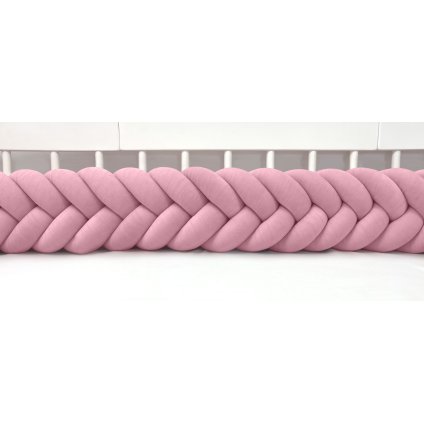 Plyšový mantinel do postieľky - päťkový pletenec bledo staroružový nunobaby.sk