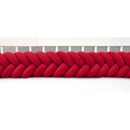 Plyšový mantinel do postieľky - päťkový pletenec červený nunobaby.sk