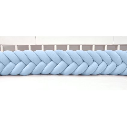 Plyšový mantinel do postieľky - päťkový pletenec bledomodrý nunobaby.sk