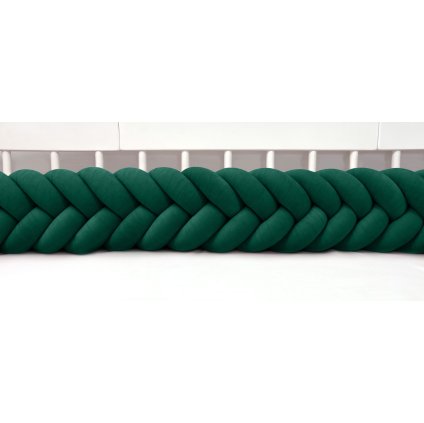 Plyšový mantinel do postieľky - päťkový pletenec tmavozelený nunobaby.sk