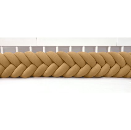 Plyšový mantinel do postieľky - päťkový pletenec škoricový nunobaby.sk