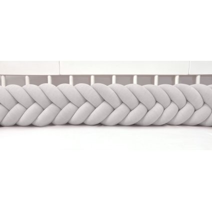 Plyšový mantinel do postieľky - päťkový pletenec bledošedý nunobaby.sk