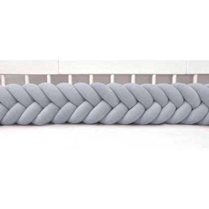 Plyšový mantinel do postieľky - päťkový pletenec šedý nunobaby.sk