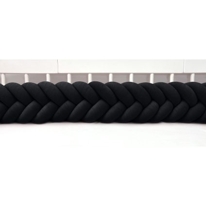 Plyšový mantinel do postieľky - päťkový pletenec čierny nunobaby.sk