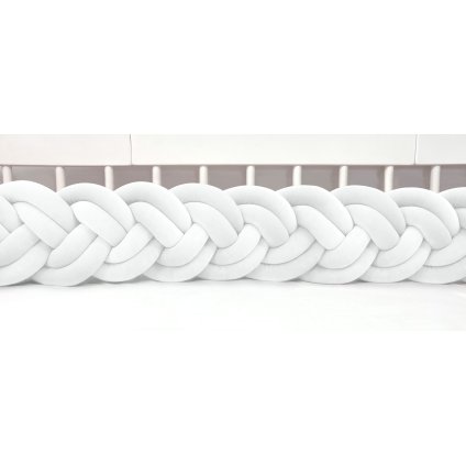 detský plyšový mantinel do postieľky - šesťkový pletenec biely nunobaby.sk