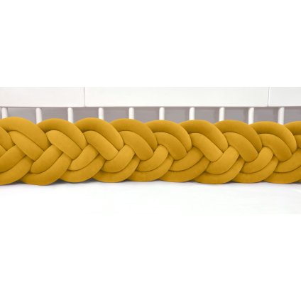 detský plyšový mantinel do postieľky - šesťkový pletenec horčicový nunobaby.sk