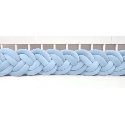 detský plyšový mantinel do postieľky - šesťkový pletenec bledomodrý nunobaby.sk