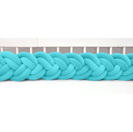 detský plyšový mantinel do postieľky - šesťkový pletenec tyrkysový nunobaby.sk