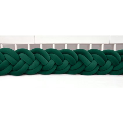 detský plyšový mantinel do postieľky - šesťkový pletenec tmavozelený nunobaby.sk