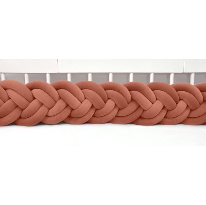 detský plyšový mantinel do postieľky - šesťkový pletenec tehlový nunobaby.sk