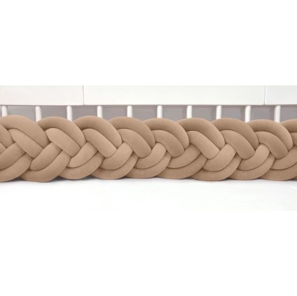 detský plyšový mantinel do postieľky - šesťkový pletenec karamelový nunobaby.sk