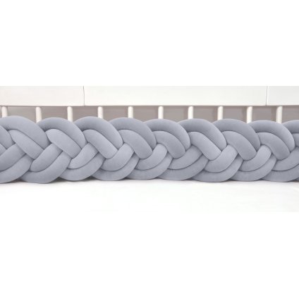 detský plyšový mantinel do postieľky - šesťkový pletenec šedý nunobaby.sk