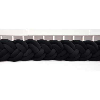 detský plyšový mantinel do postieľky - šesťkový pletenec čierny nunobaby.sk