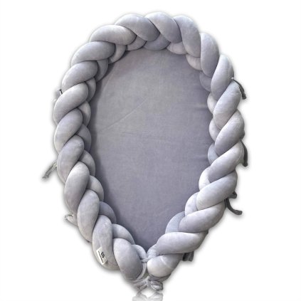 detské plyšové pletené hniezdo (2v1) - šedá nunobaby.sk