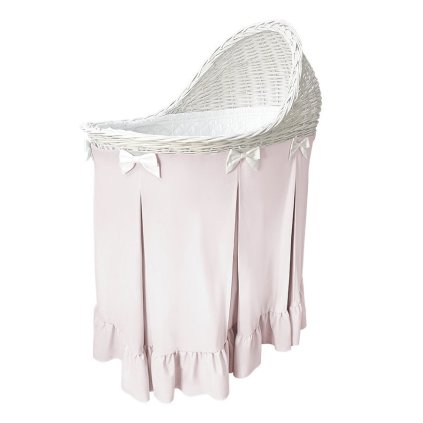 Caramella Baby Pink prútená kolíska s ružovou sukňou a volánom nunobaby.sk