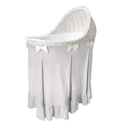 Caramella Pure Grey prútená kolíska so šedou sukňou a volánom nunobaby.sk