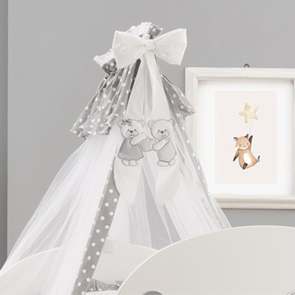 baldachýn nad postieľku Dolci Coccole šedá nunobaby.sk