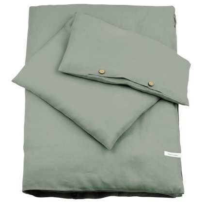 detské obliečky do postieľky s výplňou 100x135cm zo 100% ľanu olivová