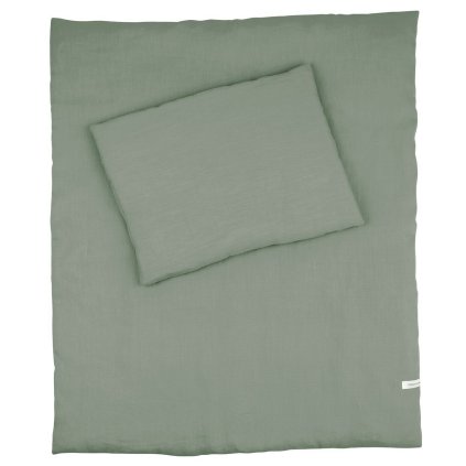 detská obliečka do postieľky 100% ľan olivová nunobaby.sk