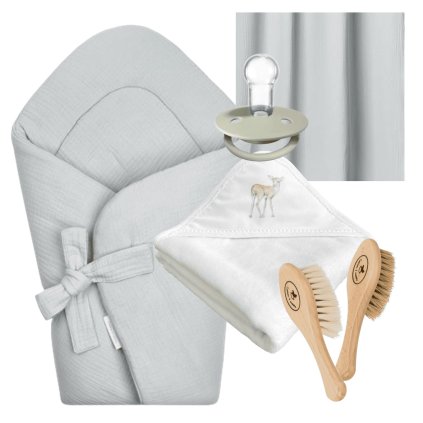 novorodenecká súprava so zavinovačkou a osuškou zelená nunobaby.sk