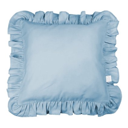 vankúš s volánom z prémiovej saténovej bavlny s výplňou modrá nunobaby.sk